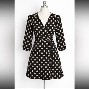 Monteau Polka Dot Wrap Dress